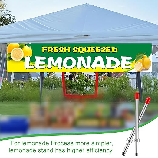 Lasnten 2 Pack Straw Puncher for Plastic Lids Lemonade Cups, Stainless Steel Straw Hole Puncher Punching Tools for Cafe Drinks Fresh Squeezed Lemonade Stand Supplies (8.7 Inch,Red)