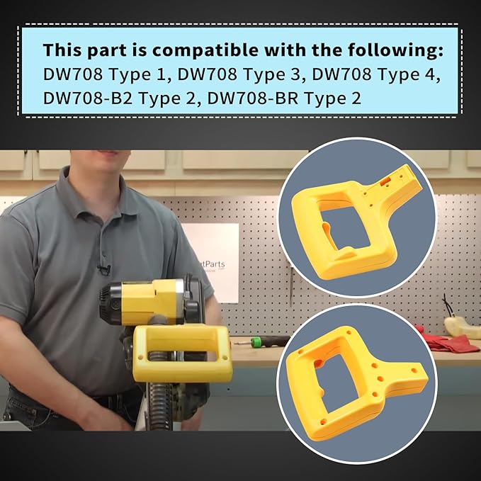 153755-01 Miter Saw Clamshell Handle Compatible with Dewalt Miter Saw DW708 Handle,Fits DW708 Type 1, DW708 Type 3, DW708 Type 4, DW708-B2 Type 2,DW708-BR Type 2 Grip Clamshell