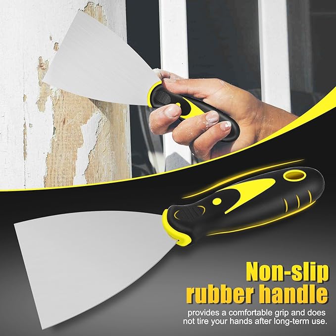 4 Pack Putty Knife - 2" Putty Knives Set Paint Scraper Tool Stainless Steel Spackle Knife No-rust Metal Wallpaper Scraper for Drywall Repair, Wallpaper Removal and Plaster Scraping