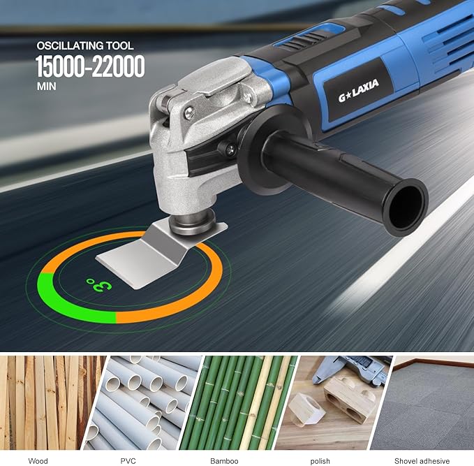 Oscillating Tool, 3.5A Oscillating Multi Tool with with Quick Clamp System Change, 4째 Oscillation Angle, 31 Piece Accessories Scraping, Grinding, Sanding, Cutting