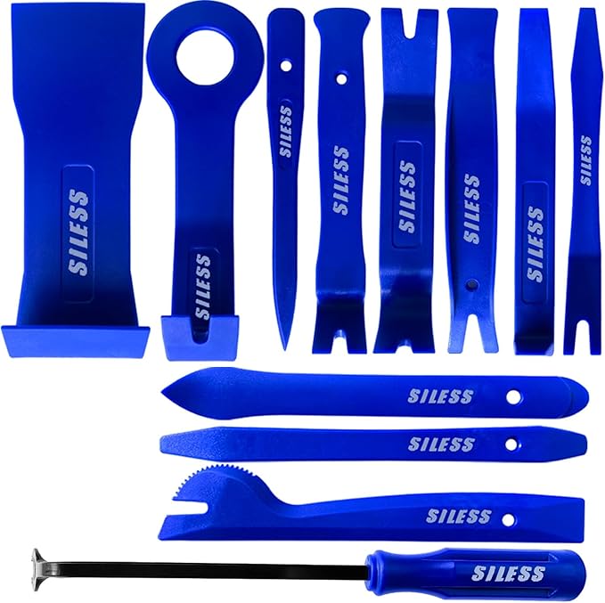 Siless Auto Trim Removal Tool Set - 12pcs - Auto Trim Tool Car Tools, Easy Door Panel Removal Tool, Fastener Removal, Clip, Molding, Dashboards, Interior Trim Tools (No Scratch Plastic Pry Tool Kit)