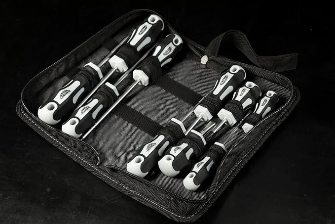 Blackout XP 10-Piece Slotted & Phillips Screwdriver Set Plus Zippered Carrying Bag | Precision Magnetic Screwdriver Tool Set, Black (10 Piece)