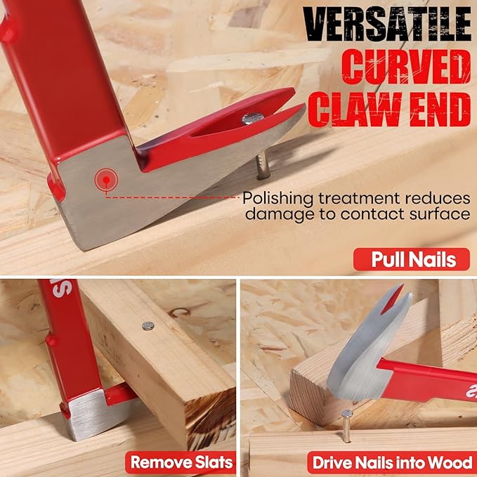 SHALL 3-Piece Nail Puller Tool Set, 12?쇺? 10?쇺? 8?쇺?- Heavy Duty & Mini Cats Paw Pry Bar, Utility Claw Bar, Wonder Bar, 40Cr Alloy Steel Crowbar Tool for Home Remolding & Woodworking
