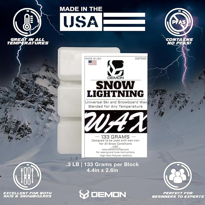 DEMON UNITED USA ICE XL Edition Ski & Snowboard Tuning Kit, Demon Hyper Wax, Ski Hot Wax Iron, Lightning Wax, Base Cleaner, Edge Tuner, Nylon Brush, & More!