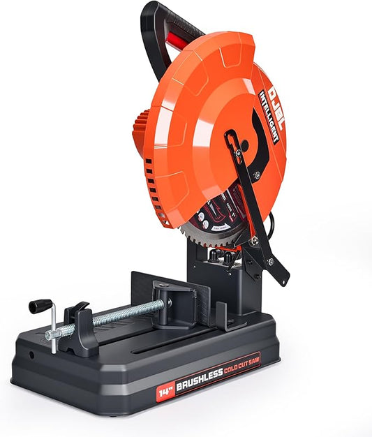 DJBL 14" 3500w Brushless Cold Cut Saw,Dry Cut Saw Cutting Speeds Changeable,Brushless Motor Metal Cut Chop Saw with 66 Teeth Ferrous Metal Cutting Blade,45 Degree Adjustable