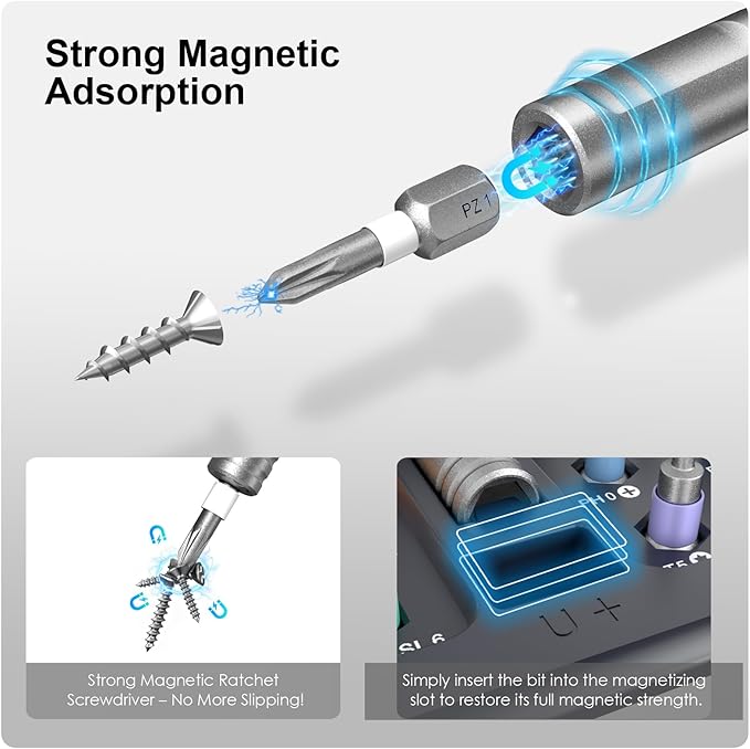 42 in 1 Magnetic Screwdriver Set, Portable Multi Bit Compact Ratchet Precision Screwdriver Set Mini Repair Tool Kit for Diy, Laptop Computer, Bicycles, Furniture, Eyeglass and More (Black)