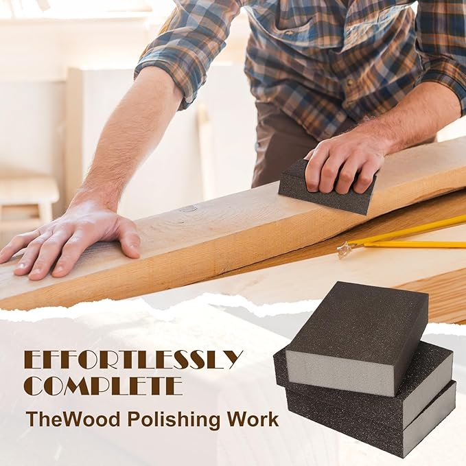 16Pcs 180 Grit Sanding Blocks, Jamiikury Fine Sanding Sponge Washable and Reusable, Wet Dry Sandpaper Sponge for Wood Metal FurniturePaint and Drywall