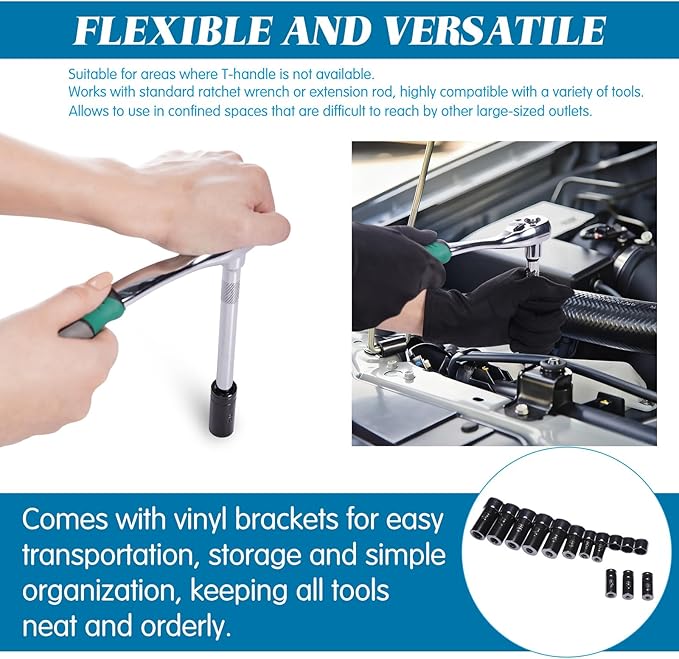 11 Pack 70700 Tap Socket Set Tap Socket Fits All Number and Fractional MCTI Standard Taps Thru 1/2" and 1/8" NPT Taps