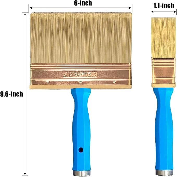 Deck Stain Brush, 6 Inch Deck Paint Brush with Threaded Handle for Extension Pole, Wide Large Brushes for Staining Wood, Fence, Walls, Lime Wash Paint Brush