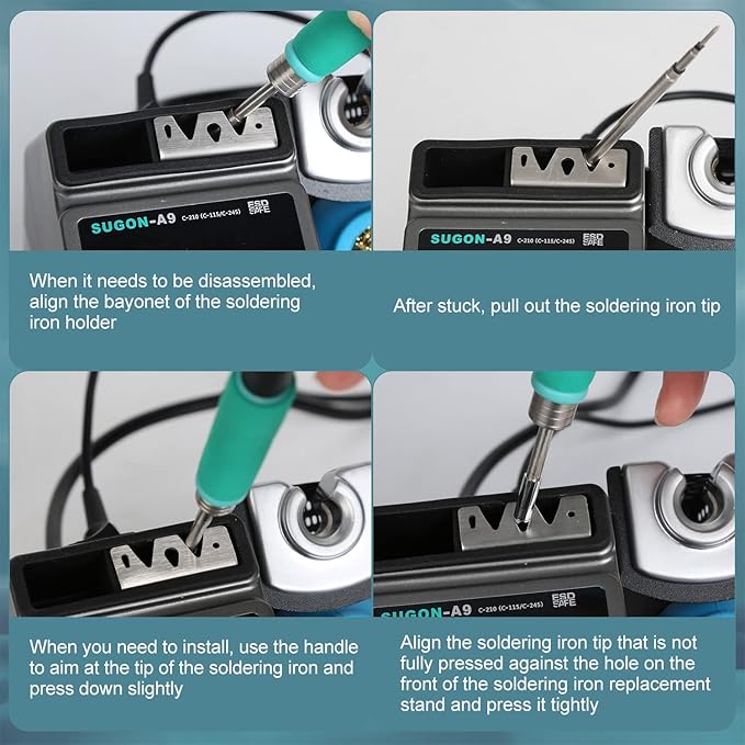 SUGON A9 245 Digital Soldering Station 3 Seconds Fast Heating, 110V Soldering Iron Station of with 6 Integrated Soldering Iron Tips Equipped, 212-842?? Soldering Iron Replacement Rack,etc