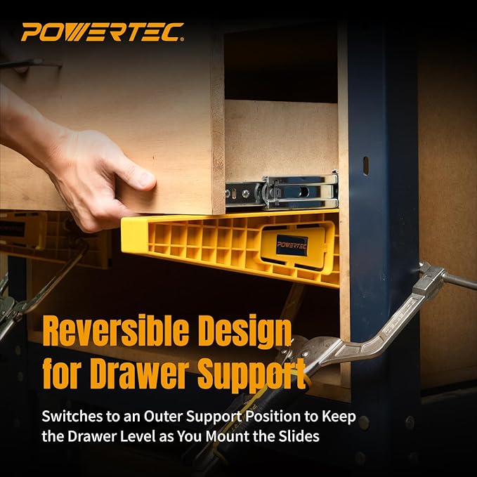 POWERTEC Drawer Slide Jig Set ??Drawer Slide Installation Tool for Cabinets Desks Dressers Kitchen Drawers and Woodworking Projects ??Supports Framed & Frameless Cabinets (72349)