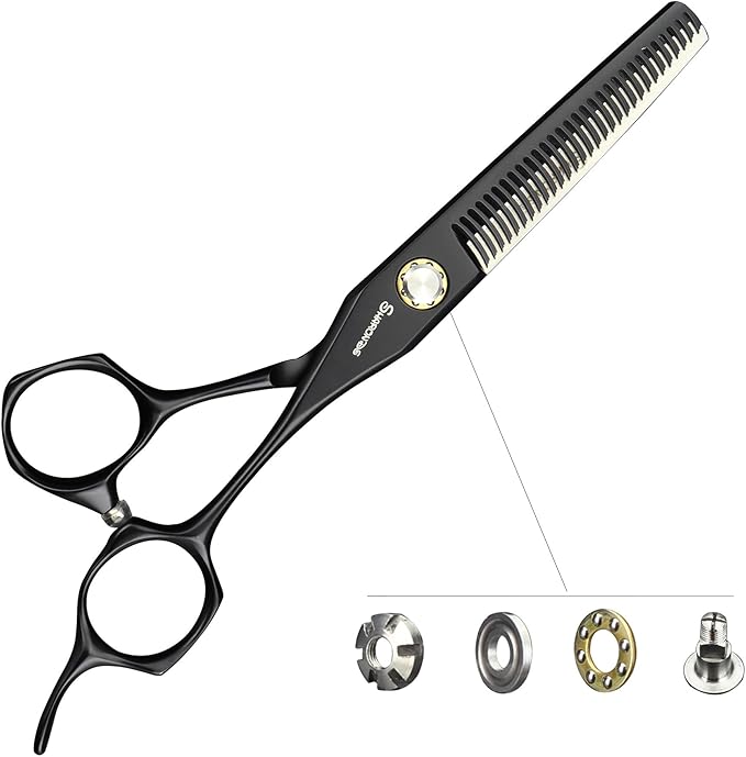 Black Hairdressing Scissors Professional Hair Scissors Pure Handmade 6 Inches (Cutting+Thinning)