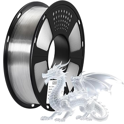 Geeetech Transparent PETG Filament 1.75mm, 1 KG (2.2lbs) Neatly Wound Spool 3D Printer Filament, High-Toughness, 짹0.02mm Accuracy, Non-Clogging & Non-Stringing, Fits Most FDM Printers, Clear
