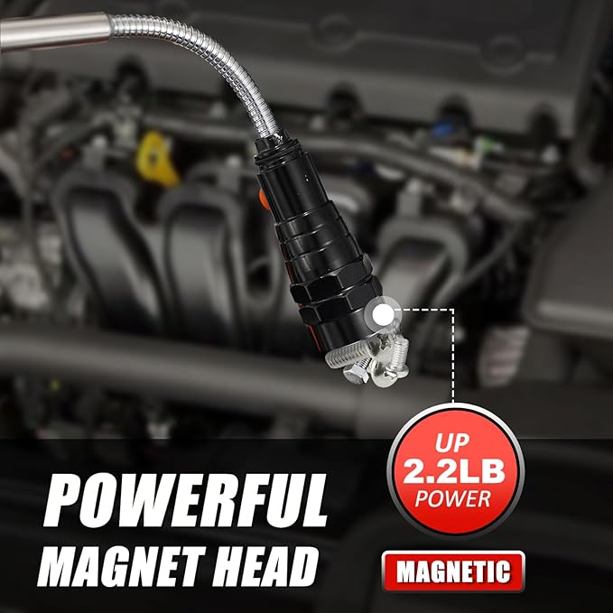 Gifts for Dad, Magnetic Pickup Tool, Telescoping Magnet Pickup Tool with 3 LED Flashlight, Christmas Gifts Stocking Stuffers for Men, Cool Gadget Gifts for Men, Black