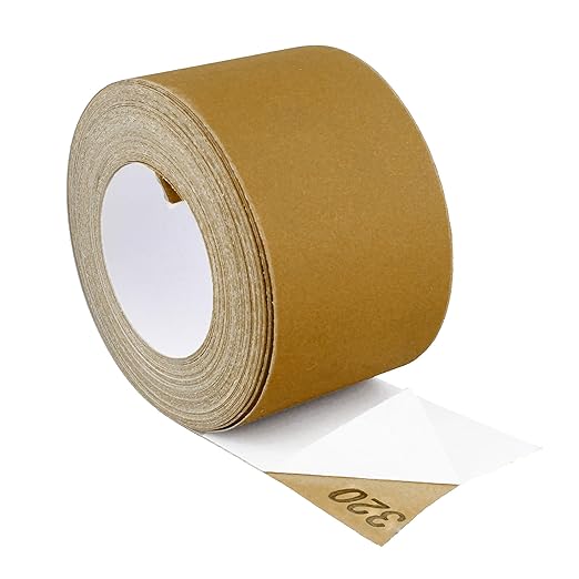 ABN Adhesive Sticky Back 320-Grit Sandpaper Roll 2-3/4in x 20 Yards Aluminum Oxide Golden Yellow Longboard Dura PSA