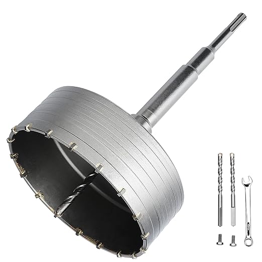 5.9 inch / 150mm Concrete Hole Saw with SDS Plus Shank Connecting Rod,Concrete Drill Bit,6.3mm Tungsten Carbide Tip Cement Hole Saw for Concrete Cement Brick Wall (150mm (5.9 inch))