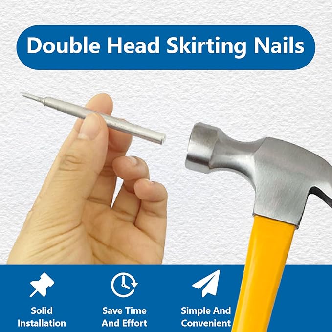 400 Pcs Double Headed Nails and Invisible Screws | Double-Head Skirting Thread Seamless Nail for Baseboard, Trim & Solid Wood