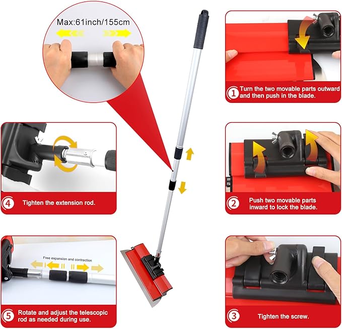 Drywall Skimming Blade Set with Portable Case, 10??16??24??32??Skimming Blades, 7??9??Drywall Compound Rollers, a Extension Handle and Three Drywall Tools for Drywall/Plaster/Wallboard