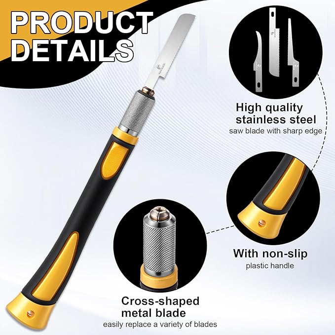 Honoson Mini Hand Saw Model Tools Small Hobby Saw Blades Kit with 9 Tiny Razor Hacksaw Blades for Miniatures, Modeling, DIY Crafts, Plastic Models, Wood(Style 2,Yellow)