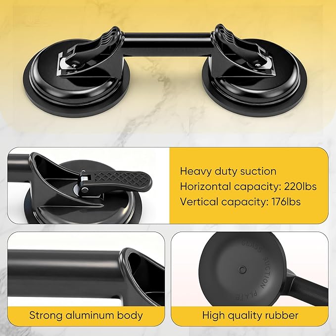 Rubber Mallet & Suction Cup Floor Gap Repair Tool Kit for Laminate, Floating Wood Floors - DIY Gap Fixing (BLACK)