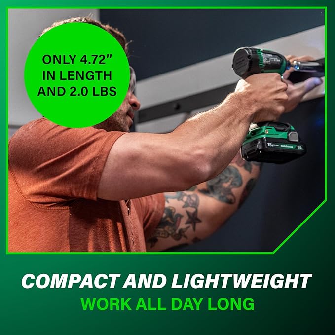 Metabo HPT 18V MultiVolt Cordless Brushless Driver Drill & Impact Driver Combo Kit, Power Tool Kit, 2 Lithium-Ion Metabo HPT Batteries and Charger, High Torque, Compact Lightweight Design, KC18DEXQB