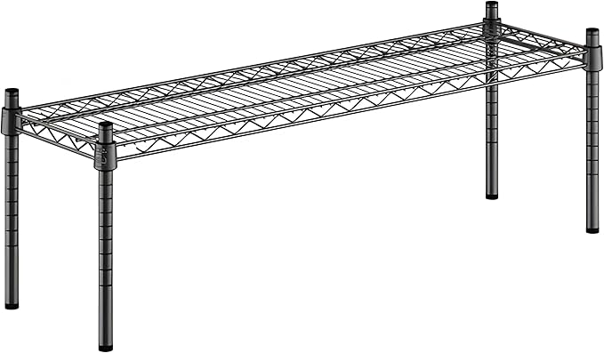12" x 42" x 14" Black Epoxy Wire Storage Shelf, Dunnage Rack, Commercial 1 Tier Small Shelf