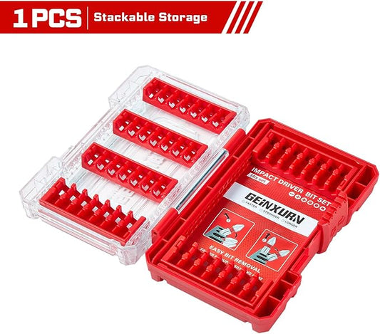 1Pc Red Storage Box Case, small parts box with detachable divider, Screwdriver Bit Set Box