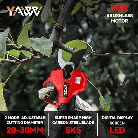 Electric Pruning Shears for Milwaukee M18 Battery, Portable Cordless Pruning Shears with LCD Display竊냆K5 Blades, Adjustable Cutting Diameter 0.8-1.2 Inch for Gardening Tree Pruning(NO Battery)