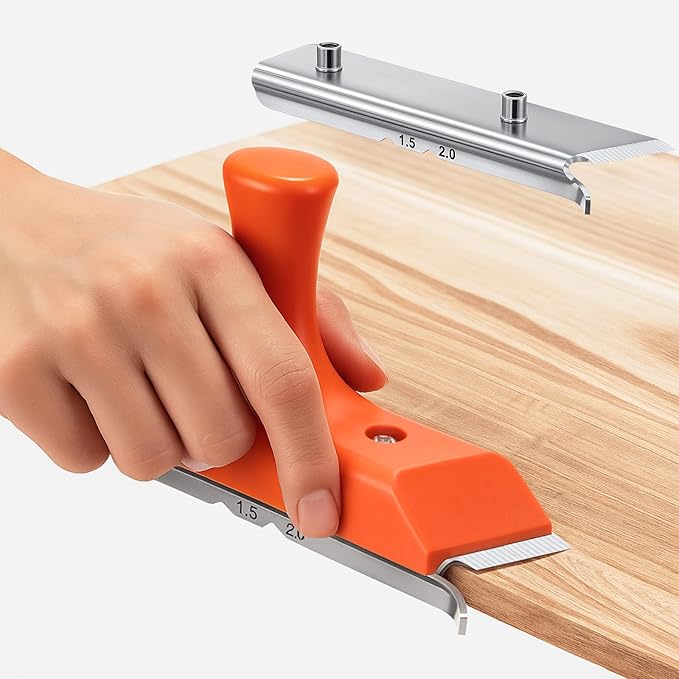 Lothee Edge Banding Trimmer with Sharp Carbon Steel Extra Replacement Blades and Ergonomic Grip Woodworking Hand Planes for Deburring Veneer, PVC, ABS on Straight Curved Chamfered Edges, Gift for Dad