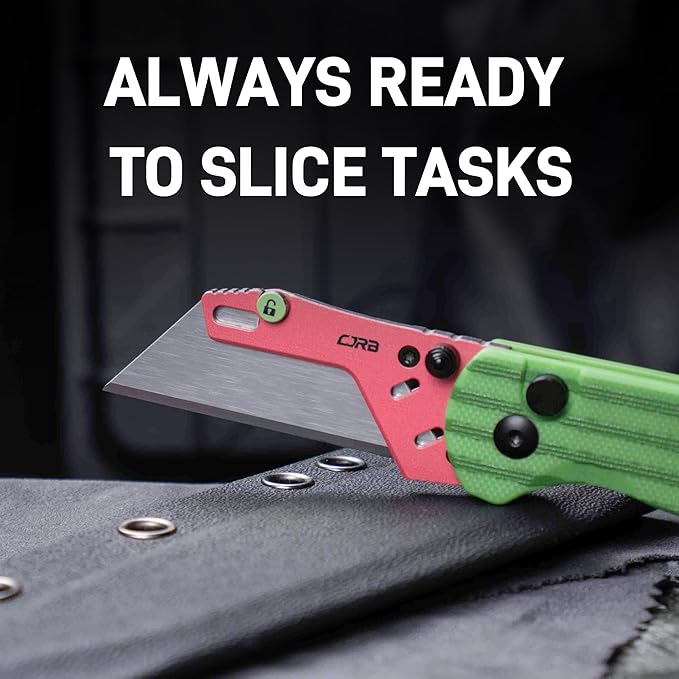 CJRB Boxer Folding Utility Knife, Button Lock EDC Pocket Knife with G10 Handle, Includes 10PCS Total Blades(J1967 Watermelon Green)