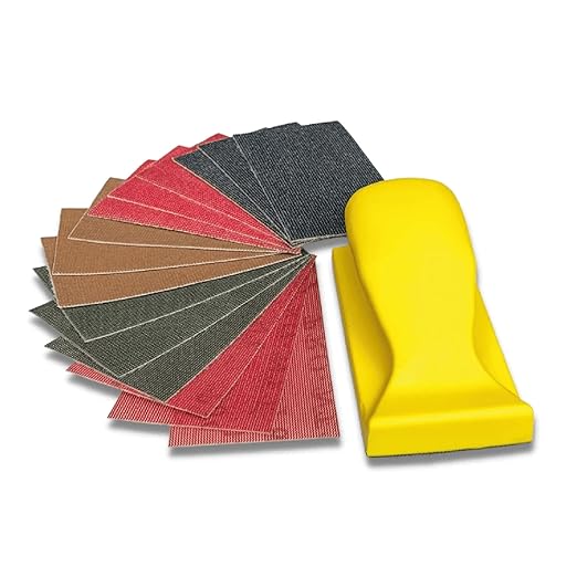 SCORCH MARKER - 16 pc Hand Sanding Kit, Sander Block, with Durable Mesh & Soft Handle, Includes 3 Sheets Each of 80, 120, 240, 320 and 600 Grit Sandpaper. Fully Reusable & Washable for Crafts & DIY