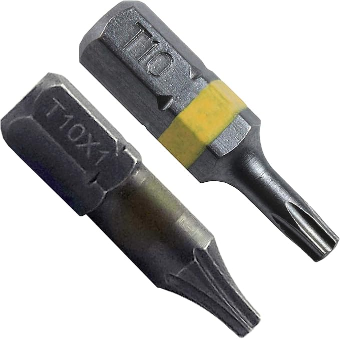 T10 Torx/Star Driver Bit - Color Coded 1" Torx/Star Drive Bit for Screws and Fasteners (10 PACK)