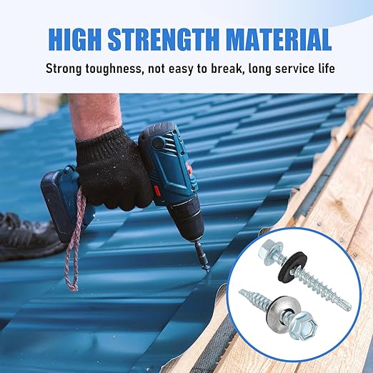 LEIFIDE 500 Pcs Metal Roofing Screws 10 x 1-1/2" Galvanized Hex Head Self Starting Metal to Wood Siding Screw (Sliver)