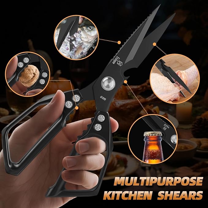 Kitchen Shears for Food - Professional Stainless Steel Japanese Kitchen Scissors for Chicken Bones, Fish, Turkey, Herbs, and Meat ??Heavy Duty and Dishwasher Safe