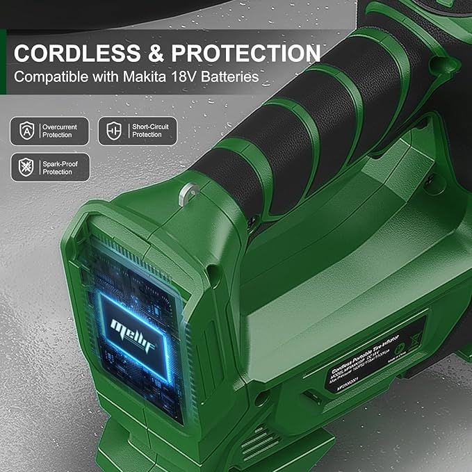 Air Compressor for Pneumatic Brad Nailer Stapler (Tool Only), Compatible with Makita18V Battery, 120 PSI Oil Free Cordless Portable Compressor, 160PSI Digital Tire Inflator for Pickup, Tire