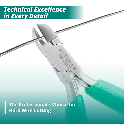 Excelta 2897EHT Medium Round Head Semi-Flush Cutters, Hard Wire SS/Carbide Inserts, Anti-Static Grips, 0.010??0.020??Cutting Capacity, 4.5" OAL, 4.5 OZ, Intermediate