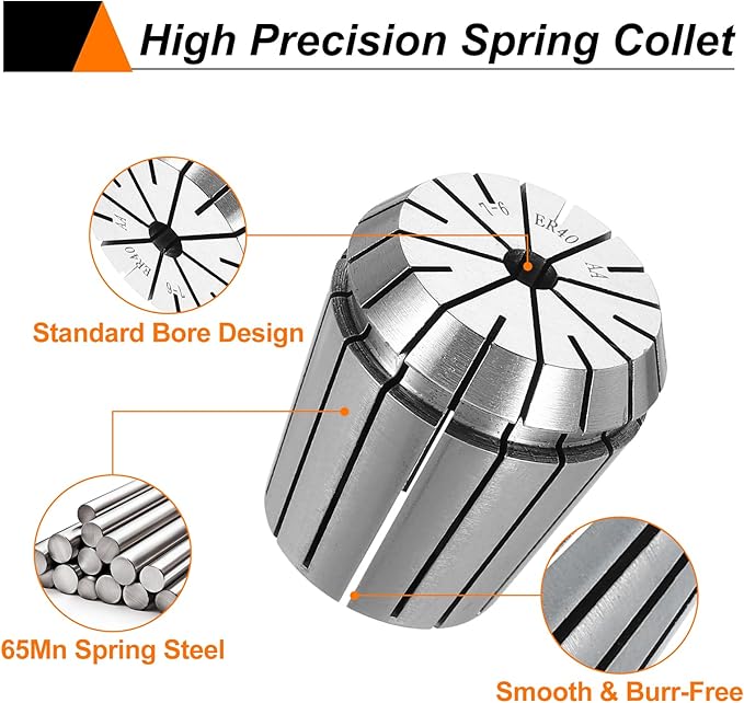 HARFINGTON Spring Collet Chuck ER40 7mm 65Mn Spring Steel Precision Router Collets for CNC Engraving Milling Lathe Tool