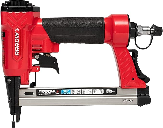 Arrow PT50 Oil-Free Pneumatic Staple Gun, Professional Heavy-Duty Stapler for Wood, Upholstery, Carpet, Wire Fencing, Fits 1/4?? 5/16?? 3/8", 1/2", 9/16??Staples , Red