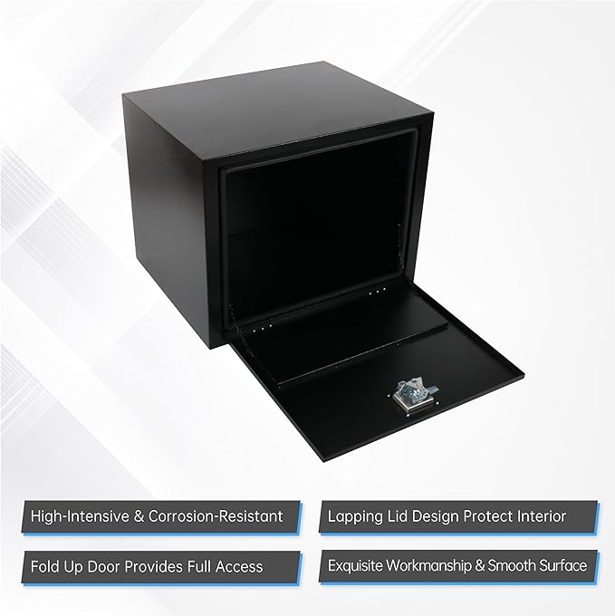 30 Inch Steel Underbody Tool Boxes, Heavy Duty Underbody Toolbox for Truck with Latch, Black (30''*24''*24'')