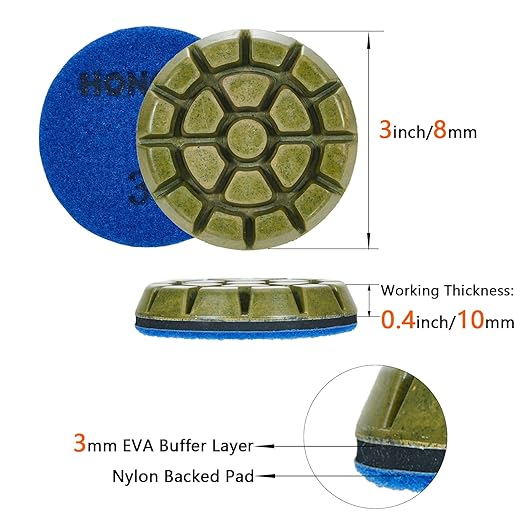 3 inch *10mm Concrete Polishing Pucks,Grit 30 Set of 3, Resin Bond Pad,for Concrete Floor Grinder,Grit 30