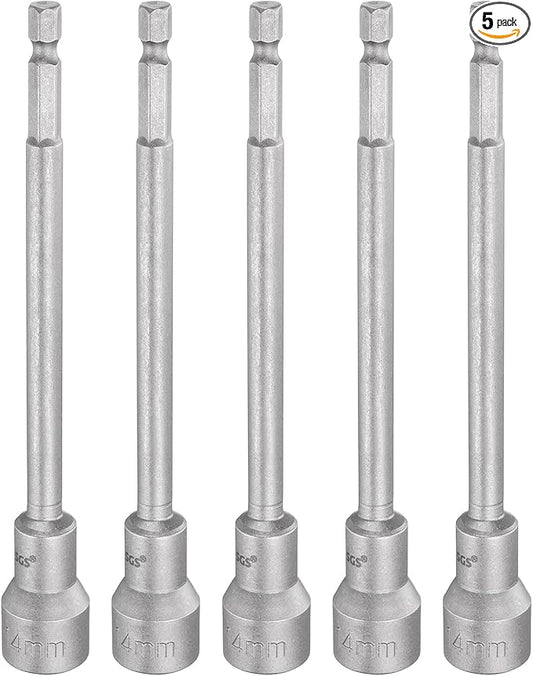 HARFINGTON 5pcs Nut Driver Drill Bit 14mm Metric Socket 1/4" Hex Shank 5.91" (150mm) Long Magnetic 6-Point Sockets Quick Change CR-V Steel Bolt Setters for Power Drill Drivers