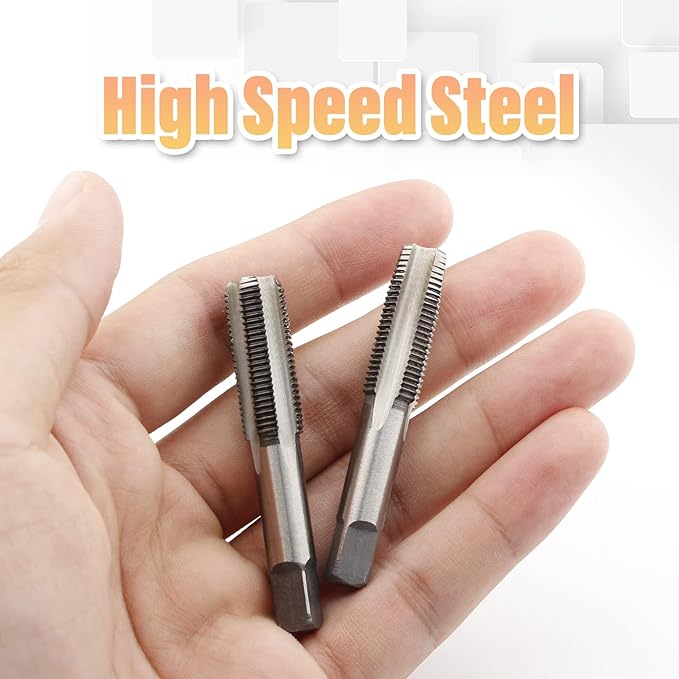 Qjaiune 2pcs M10x1.0 Tap, M10 Metric Thread Tap Right Hand Thread Tapping Tool, HSS Thread Milling Taps (M10 x 1.0, Taper & Plug Tap)
