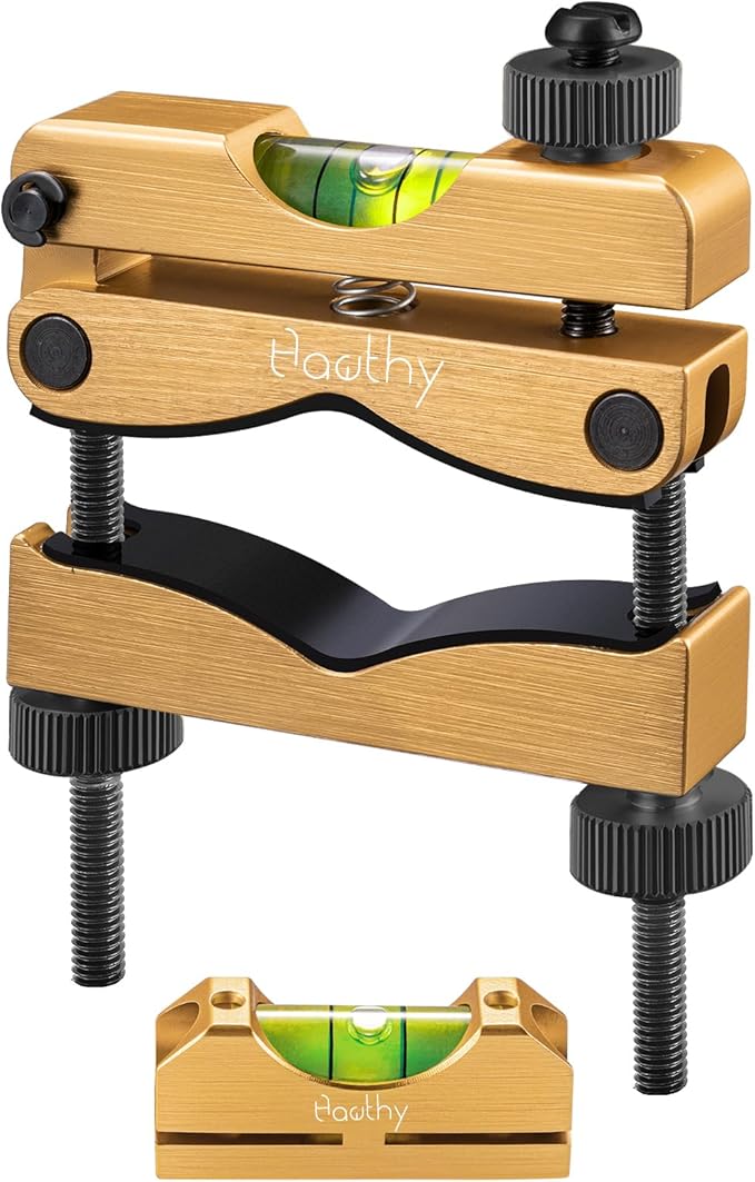 Hawthy Scope Leveling Kit Scope Bubble Level Scope Mounting Level with Magnetic Reference Level(Gold)