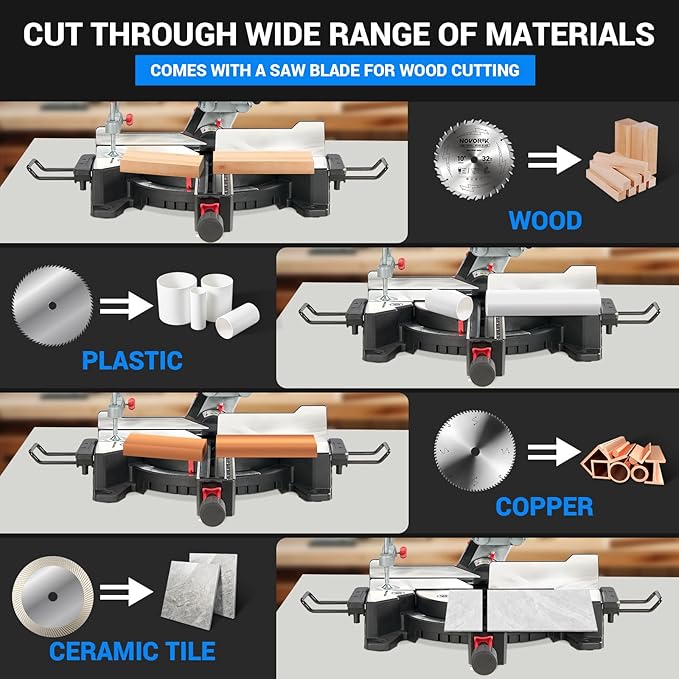 Sliding Compound Miter Saw, 15A 10", Bevel Cut (0°-45°) with Laser, Extension Table, Iron Blade Guard, Cutting Wood, PVC or Soft Metal