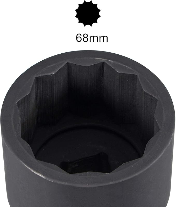uxcell 1-Inch Drive 68mm 12-Point Impact Socket, CR-MO Steel 95mm Length, Standard Metric Sizes