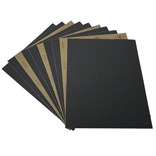 150 Grit Wet Dry Sandpaper, 9 x 11 Inch Sanding Sheets, 10PCS Premium Silicon Carbide Sand Paper for Wood Metal Ceramic or Auto Polishing and Scratches Removing