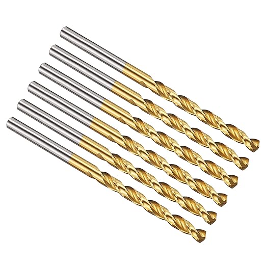 PATIKIL 4mm Drill Bit, M42 8% Cobalt High-Speed Steel Jobber Straight Shank 135° Titanium Nitride (TiN) Coated for Hard Metal Stainless Steel - 6 Pack