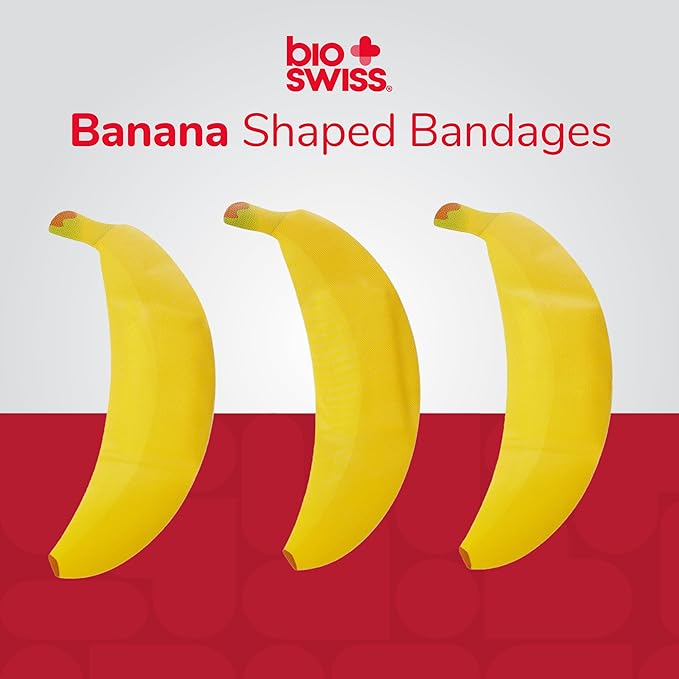 BioSwiss Bandages, Banana Shaped Self Adhesive Bandage Set, Latex Free, Sterile Wound Care, 24 Count