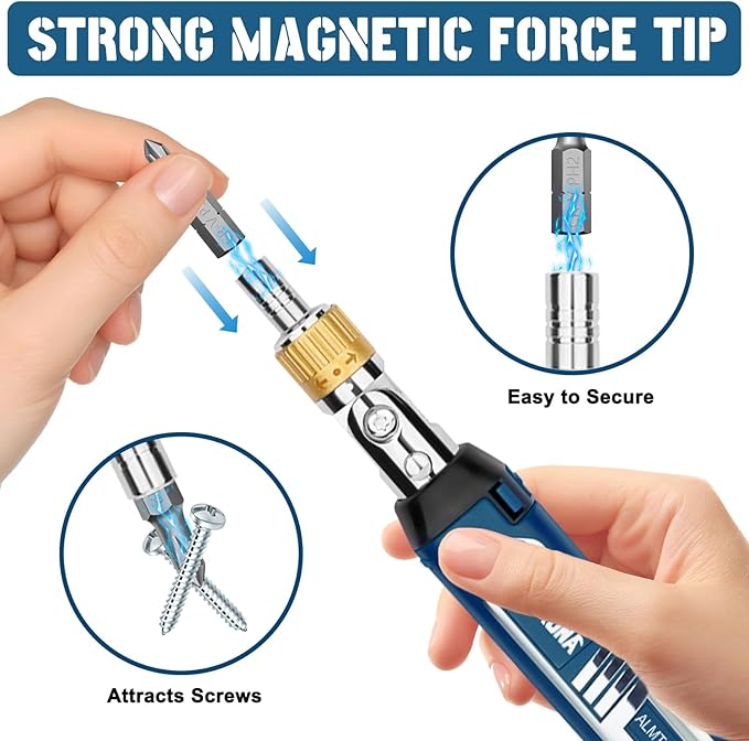 14-in-1 Ratcheting Screwdriver Set, Multi Screwdriver Tool All in One with 5-Position Adjustable Head, Magnetic Screwdriver Ratchet Set with Sockets & Bits for Home, Auto, DIY Repair