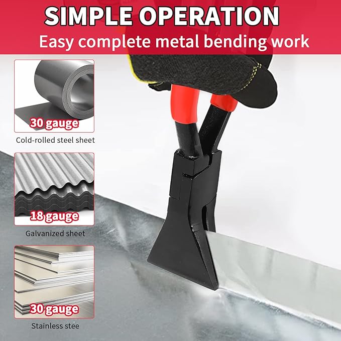 BETOOLL 3-Piece Hand Seamers Sheet Metal Tools Set - Straight Jaw, 45°, and 90° Metal Bending Pliers with Tool Box Storage Case for Bending and Flattening Sheet Metal